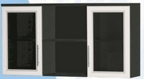 Антресоль большая с двумя стеклодверями ДЛЯ ГОСТИНОЙ АБС-2 Венге/Дуб выбеленный в Новоалтайске - novoaltajsk.mebel54.com | фото