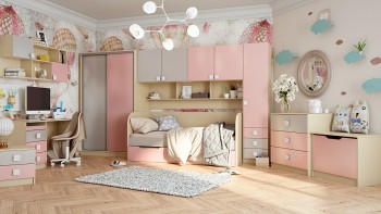 Детская комната Грэйси (Розовый/Серый/корпус Клен) в Новоалтайске - novoaltajsk.mebel54.com | фото