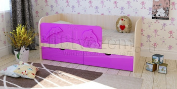 Друзья Кровать детская 2 ящика 1.6 Фиолетовый глянец в Новоалтайске - novoaltajsk.mebel54.com | фото