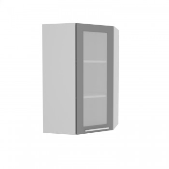 Гарда ВПУС 550 шкаф верхний угловой со стеклом высокий (Белый Эмалит/корпус Серый) в Новоалтайске - novoaltajsk.mebel54.com | фото