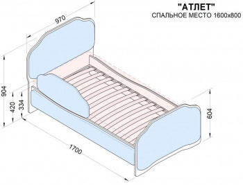 Кровать 160 Атлет 29 Синий (мягкий бортик) в Новоалтайске - novoaltajsk.mebel54.com | фото