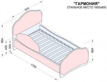 Кровать 160 Гармония 18 Бордовый (мягкий бортик) в Новоалтайске - novoaltajsk.mebel54.com | фото