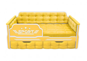 Кровать 160 серии Спорт 2 ящика 74 Жёлтый (мягкие боковые накладки) в Новоалтайске - novoaltajsk.mebel54.com | фото