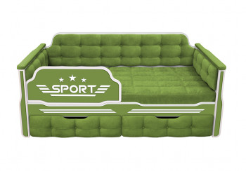 Кровать 160 серии Спорт 2 ящика 76 Зелёный (мягкие боковые накладки) в Новоалтайске - novoaltajsk.mebel54.com | фото