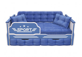 Кровать 160 серии Спорт 2 ящика 85 Синий (подушки) в Новоалтайске - novoaltajsk.mebel54.com | фото