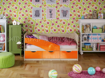Кровать Бабочки 1,6м (Оранжевый металлик) в Новоалтайске - novoaltajsk.mebel54.com | фото