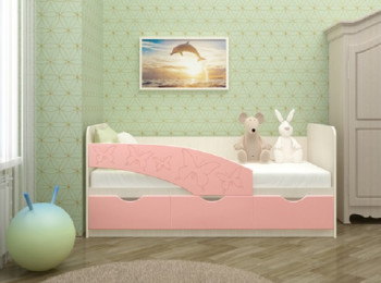 Кровать Бабочки 1,6м (Розовый металлик) в Новоалтайске - novoaltajsk.mebel54.com | фото
