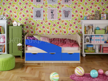 Кровать Бабочки 1,6м (Синий матовый) в Новоалтайске - novoaltajsk.mebel54.com | фото