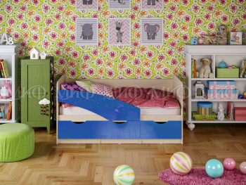 Кровать Бабочки 1,6м (Синий металлик) в Новоалтайске - novoaltajsk.mebel54.com | фото
