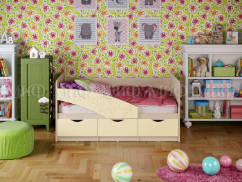 Кровать Бабочки 1,6м (Ваниль матовый) в Новоалтайске - novoaltajsk.mebel54.com | фото
