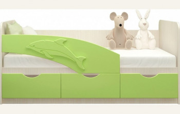 Кровать детская 1,6м Дельфин (Салатовый металлик) в Новоалтайске - novoaltajsk.mebel54.com | фото