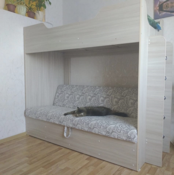 Кровать двухъярусная с диваном (Беленый дуб) в Новоалтайске - novoaltajsk.mebel54.com | фото