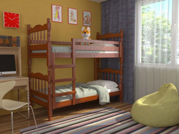 Кровать двухъярусная Соня из массива сосны 800*1890 Орех в Новоалтайске - novoaltajsk.mebel54.com | фото