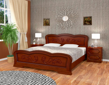Кровать Карина-8 из массива сосны 1600*2000 Орех в Новоалтайске - novoaltajsk.mebel54.com | фото