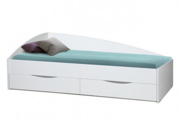 Кровать одинарная "Фея - 3" (асимметричная) (2000х900) New/(белый / белый / ДВПО белый) в Новоалтайске - novoaltajsk.mebel54.com | фото