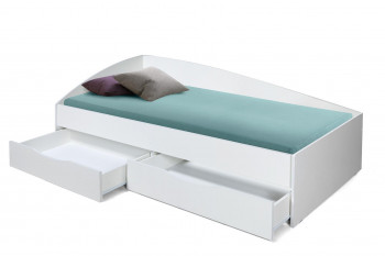 Кровать одинарная "Фея - 3" (асимметричная) (2000х900) New/(белый / белый / ДВПО белый) в Новоалтайске - novoaltajsk.mebel54.com | фото