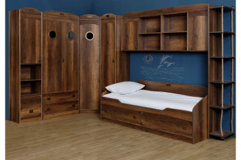 Кровать с 2-мя ящиками «Навигатор» (Дуб Каньон) в Новоалтайске - novoaltajsk.mebel54.com | фото