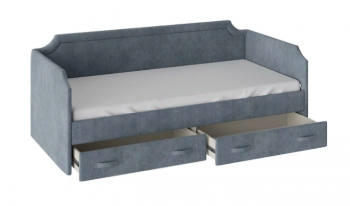 Кровать с мягкой обивкой и ящиками «Кантри» Тип 1 (900) (Замша синяя) в Новоалтайске - novoaltajsk.mebel54.com | фото