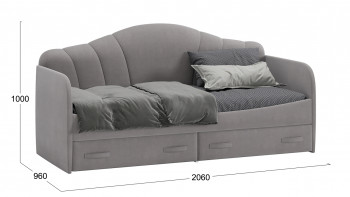 Кровать с мягкой спинкой и ящиками «Сабрина» 900 Светло-серый в Новоалтайске - novoaltajsk.mebel54.com | фото