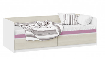 Кровать «Сканди» с 2 ящиками Дуб Гарден/Белый/Лиловый в Новоалтайске - novoaltajsk.mebel54.com | фото