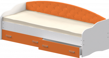 Кровать Софа-7 с мягкой спинкой (800х1900) Белый/Оранжевый в Новоалтайске - novoaltajsk.mebel54.com | фото