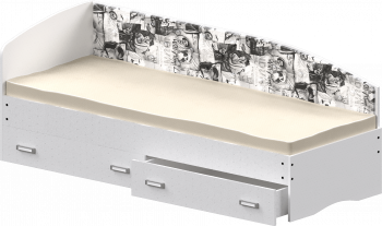 Кровать Софа-9 с мягкой спинкой с рисунком Милана (900х1900) Белый в Новоалтайске - novoaltajsk.mebel54.com | фото