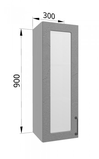 Лофт ВПС 300 шкаф верхний со стеклом высокий (Штукатурка серая/корпус Серый) в Новоалтайске - novoaltajsk.mebel54.com | фото