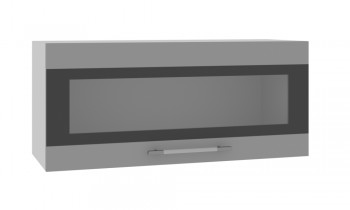 Норд ШВГС 800 Шкаф верхний горизонтальный со стеклом (Софт черный/корпус Белый) в Новоалтайске - novoaltajsk.mebel54.com | фото