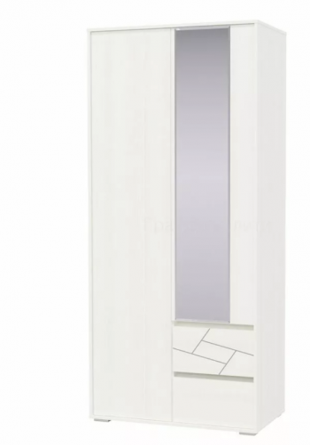 Шкаф 2-х дверный с ящиками Аделина 1000 Рамух белый в Новоалтайске - novoaltajsk.mebel54.com | фото