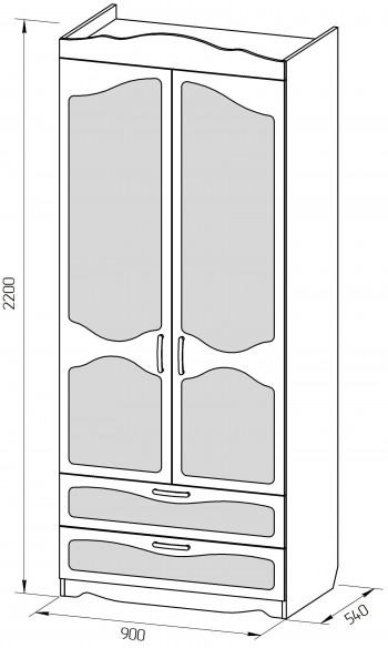 Шкаф 2-х створчатый с ящиками серии Иллюзия 31 Светло-сиреневый в Новоалтайске - novoaltajsk.mebel54.com | фото