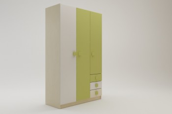 Шкаф 3-х створчатый с ящиками Эппл (Зеленый/Белый/корпус Клен) в Новоалтайске - novoaltajsk.mebel54.com | фото