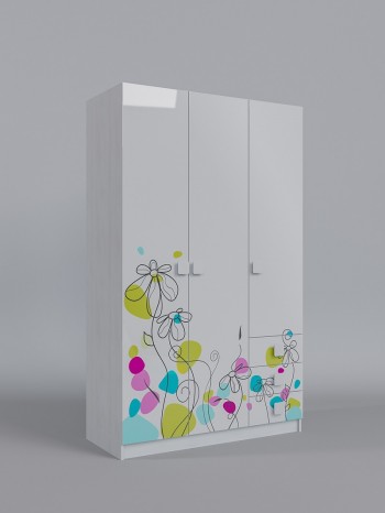 Шкаф 3-х створчатый с ящиками Флёр (Белый/корпус Выбеленное дерево) в Новоалтайске - novoaltajsk.mebel54.com | фото