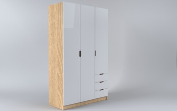 Шкаф 3-х створчатый с ящиками Лофт (Белый/корпус Дуб Сонома) в Новоалтайске - novoaltajsk.mebel54.com | фото