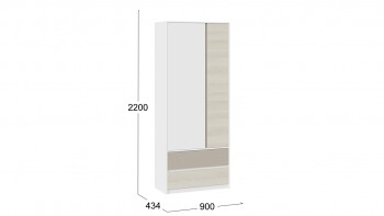Шкаф для одежды комбинированный «Сканди» Дуб Гарден/Белый/Глиняный серый в Новоалтайске - novoaltajsk.mebel54.com | фото