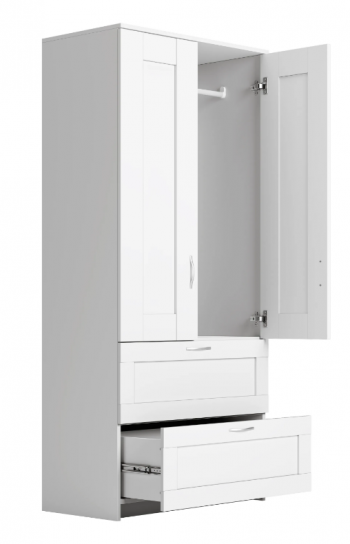 Шкаф двухдверный Сириус с 2 ящиками белый в Новоалтайске - novoaltajsk.mebel54.com | фото