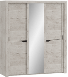Шкаф трехдверный Соренто с раздвижными дверями Дуб бонифаций/Кофе структурный матовый в Новоалтайске - novoaltajsk.mebel54.com | фото