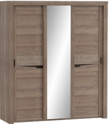 Шкаф трехдверный Соренто с раздвижными дверями Дуб стирлинг/Кофе структурный матовый в Новоалтайске - novoaltajsk.mebel54.com | фото