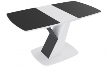 Стол обеденный «Гарда» Тип 1 (Белый/Стекло матовое черный графит) в Новоалтайске - novoaltajsk.mebel54.com | фото